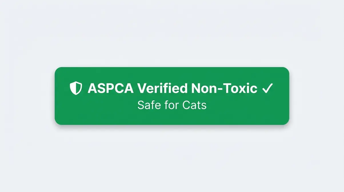 Green ASPCA verified non-toxic badge for cat safe plants