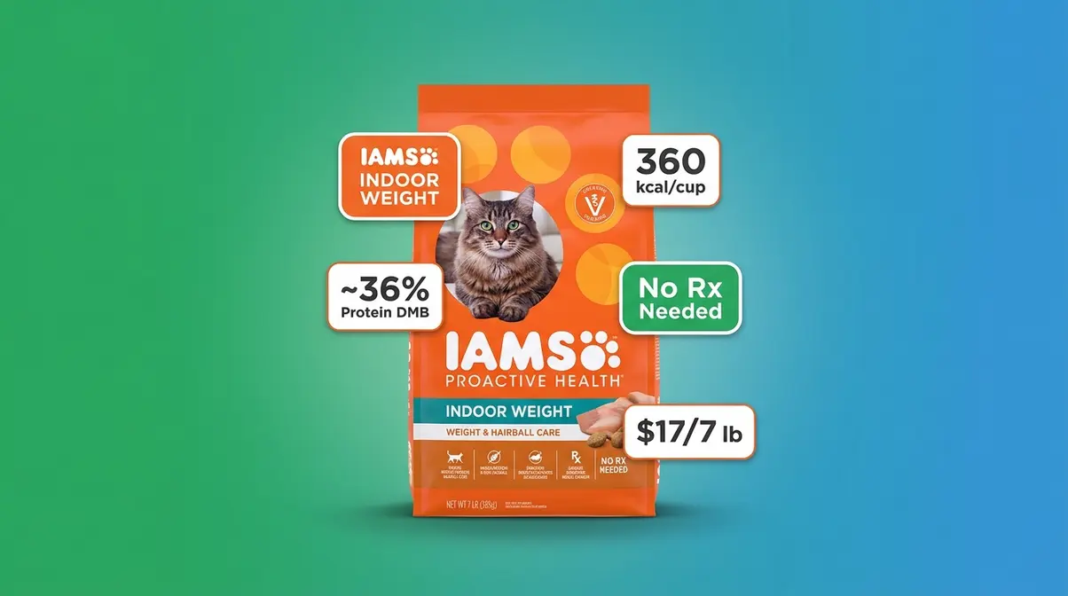 Iams Proactive Health Indoor Weight dry cat food bag budget option for mildly overweight cats without prescription