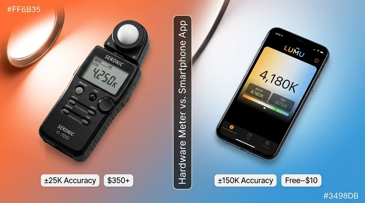 Color temperature meter hardware Sekonic versus smartphone app comparison for photography measurement tools