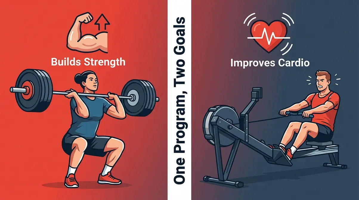 CrossFit strength training benefits showing simultaneous strength and cardiovascular fitness gains for beginners