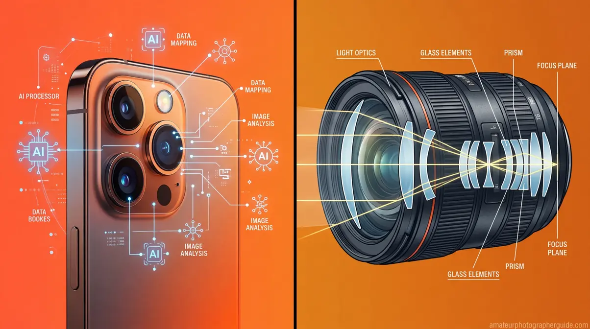 Comparison of computational smartphone portrait mode versus real optical depth of field