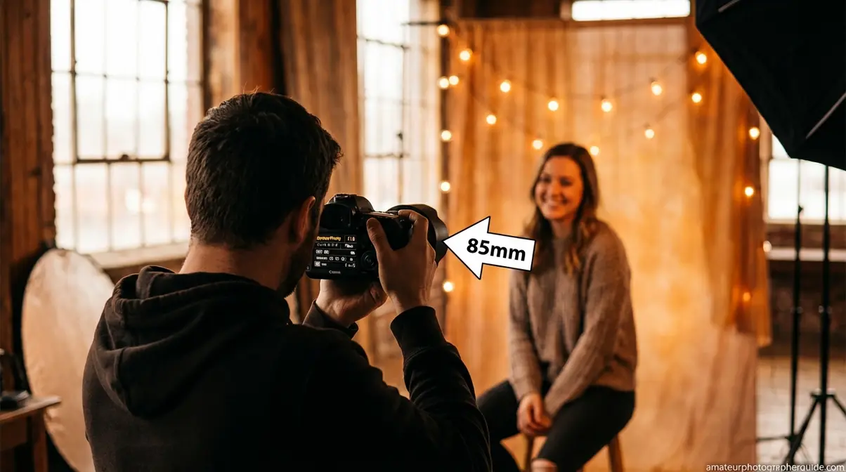 Camera setup for blurry background shallow depth of field photography at f/1.8 aperture priority mode