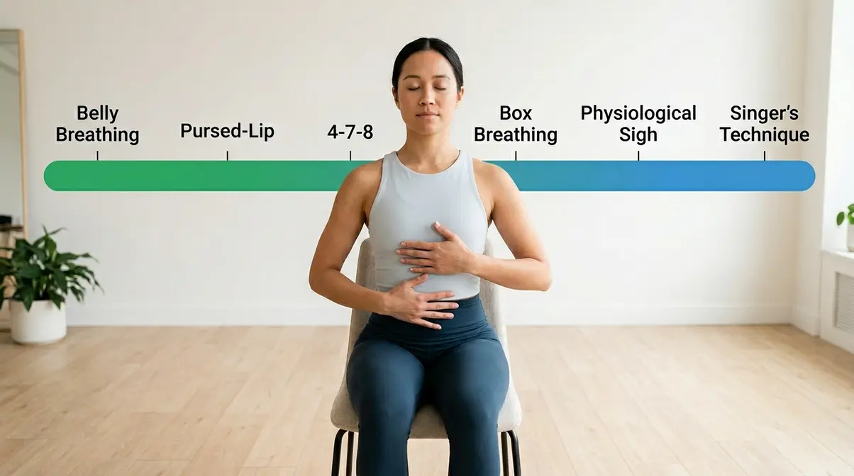 Person seated in correct posture ready to begin six diaphragm breathing exercises