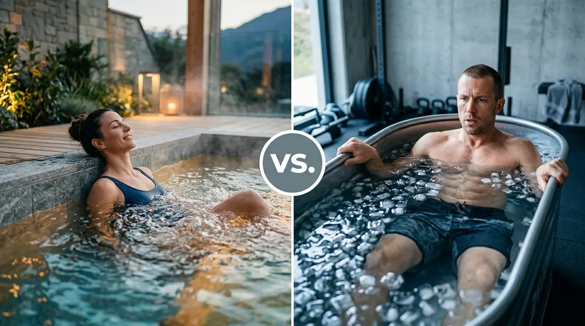 Hot tub versus ice bath side-by-side comparison for muscle soreness and DOMS recovery