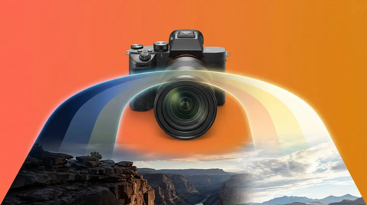 Camera sensor dynamic range concept showing tonal spectrum from deep shadow to bright highlight in a single exposure