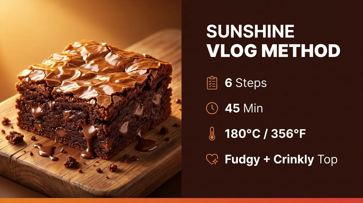 Felix Brownie Recipe: Fudgy, Crinkly-Topped Sunshine Method 2 Felix brownie recipe hero showing fudgy crinkly-topped brownies from Stray Kids Sunshine Vlog baking guide