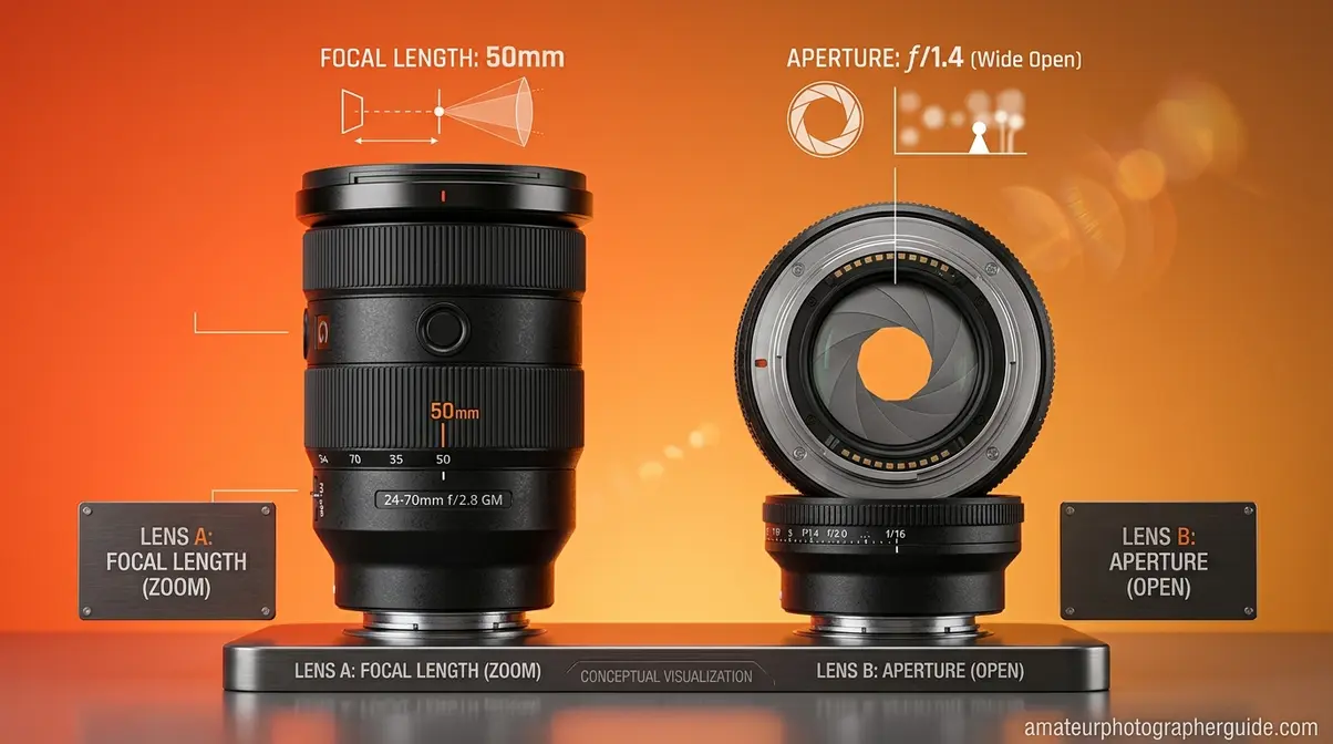 Comparison of camera lens zoom ring and internal aperture blades