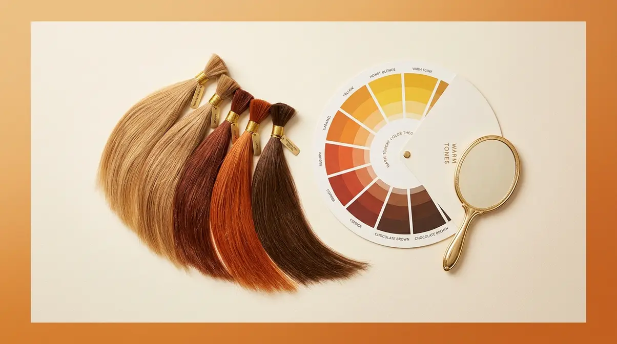 Warm hair colour swatches including honey blonde caramel auburn and copper for warm skin tones