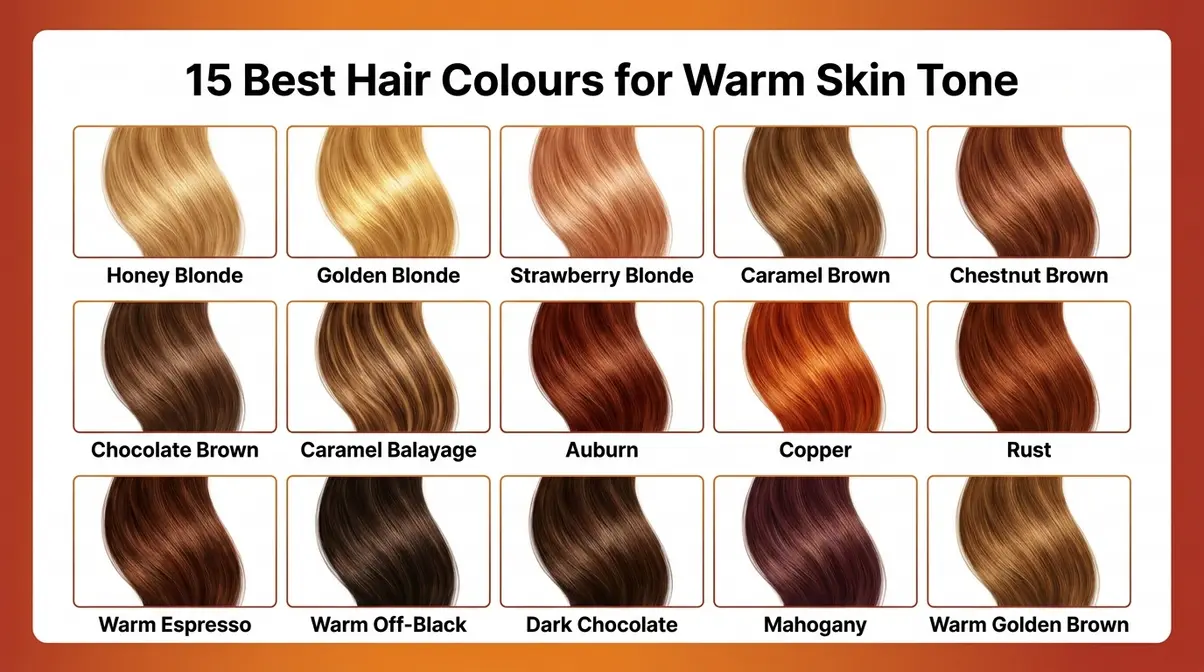 15 best hair colours for warm skin tone swatch chart