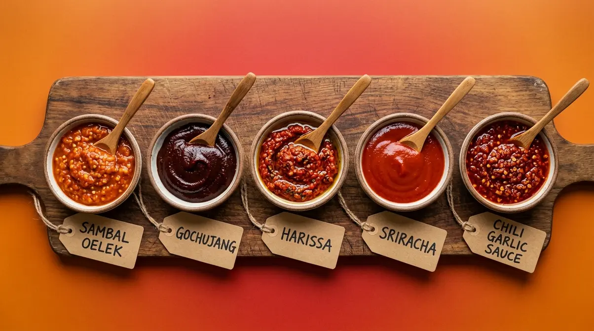 Homemade Chili Paste Recipe: 4 Steps, 30 Minutes 4 Five chili paste substitutes in ceramic bowls including Sambal Oelek, Gochujang, and Harissa