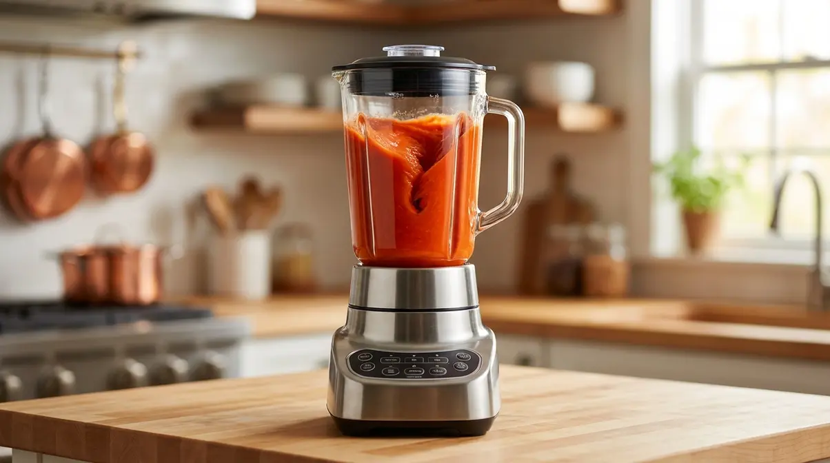 Homemade Hot Sauce Recipe: 5 Steps, Under 45 Minutes 7 Blending homemade hot sauce to smooth consistency in countertop blender
