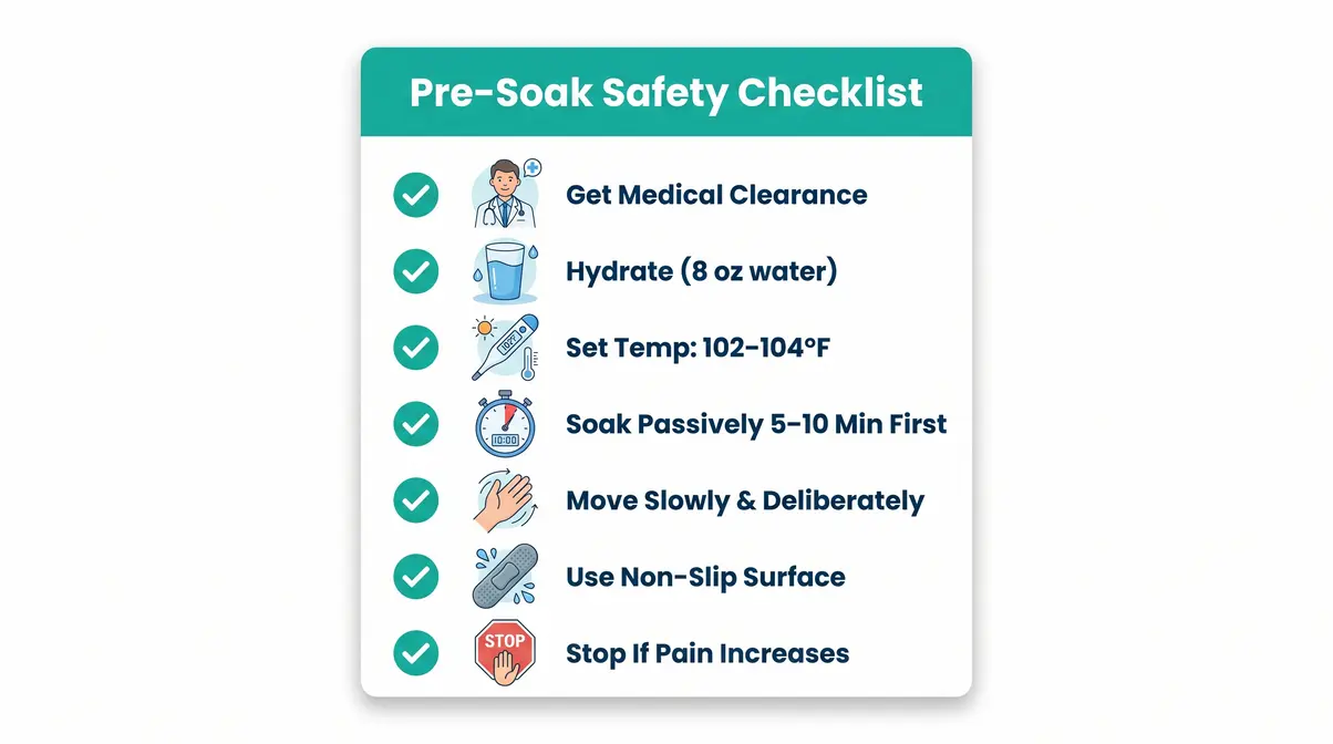 Hot Tub for Lower Back Pain Relief: Complete Guide 2026 7 Pre-soak safety checklist for hot tub stretches for lower back pain