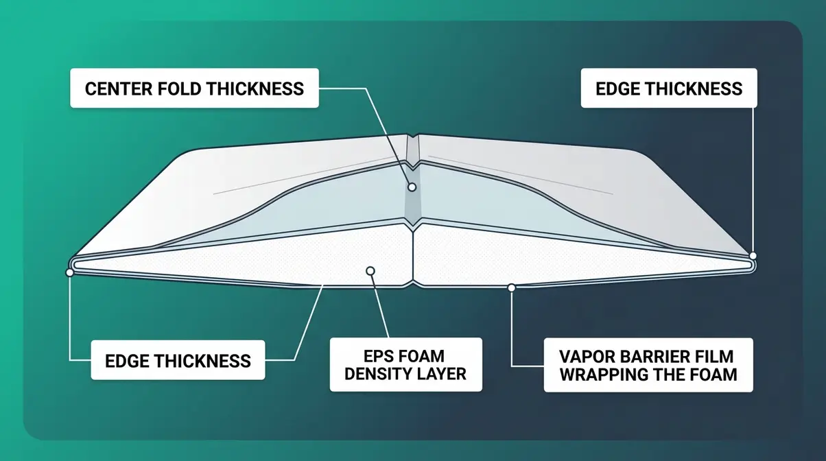 Hot Tub Hard Cover Buying Guide: Choose the Best Cover 2 Hot tub hard cover foam core cross-section showing taper slope vapor barrier and EPS foam layers