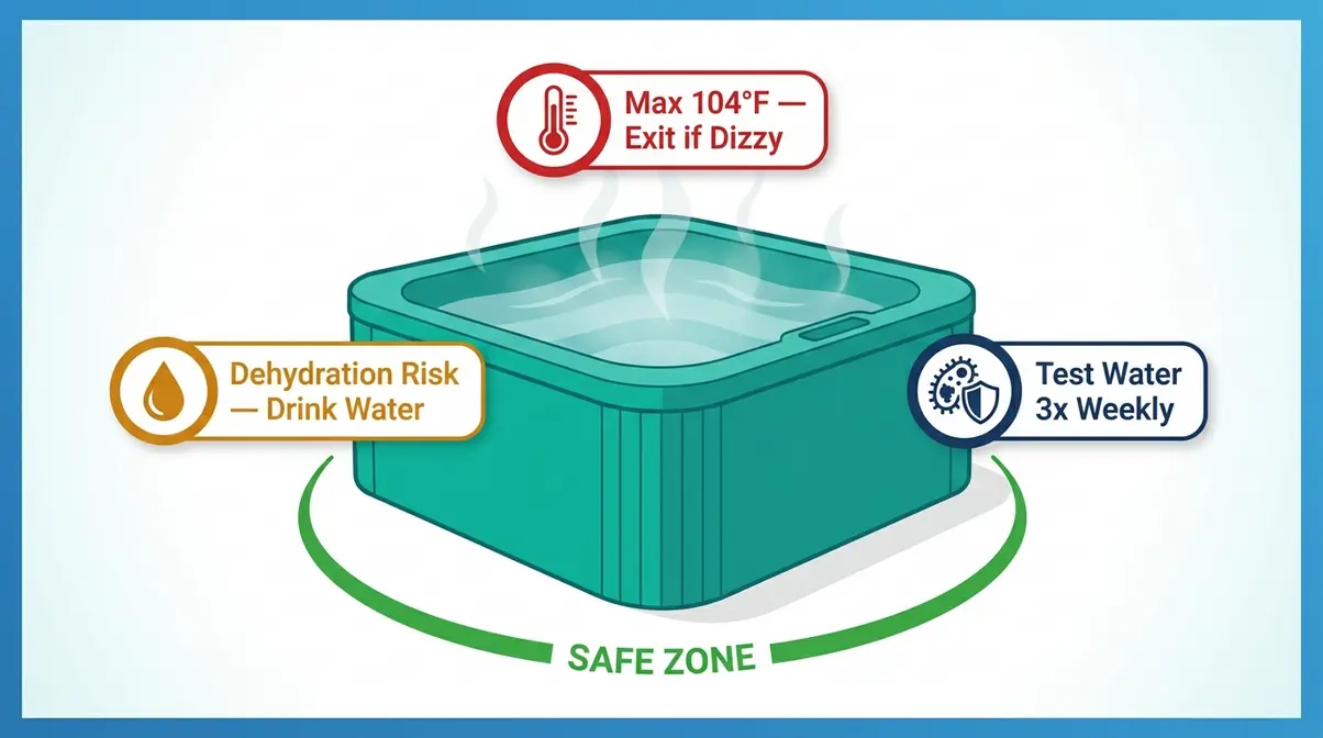 Hot Tub Health Benefits: 7 Science-Backed Facts (2026) 9 Hot tub health risks and safety prevention guide showing overheating dehydration and water chemistry warning indicators
