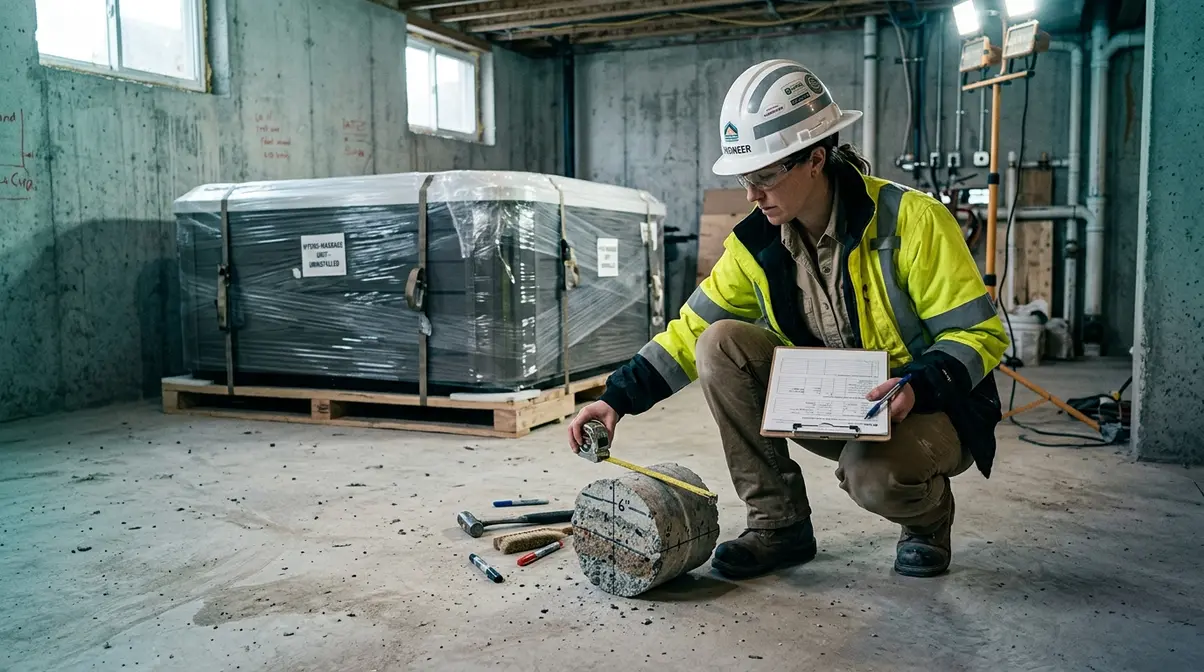 Hot Tub in Basement Installation: 5-Step Safety Guide 3 Licensed structural engineer assessing concrete basement slab thickness before hot tub installation