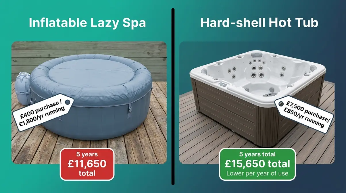 Inflatable versus hard-shell hot tub five-year total cost of ownership comparison for UK buyers