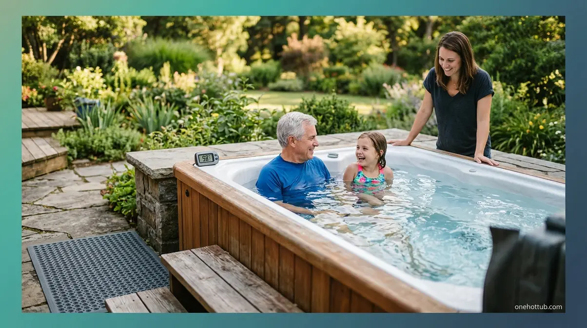 Hot Tub Safety Tips: Essential Rules for Safe Soaking 6 Hot tub safety for high-risk groups showing elderly user and child with adult supervision