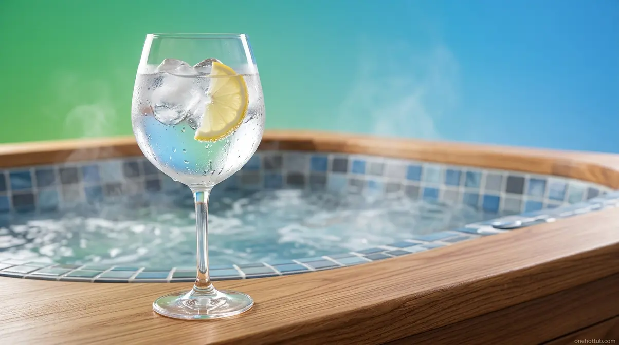 Hot Tub While Breastfeeding Safe? 6 Essential Rules (2025) 2 Glass of water next to hot tub representing hydration for milk supply