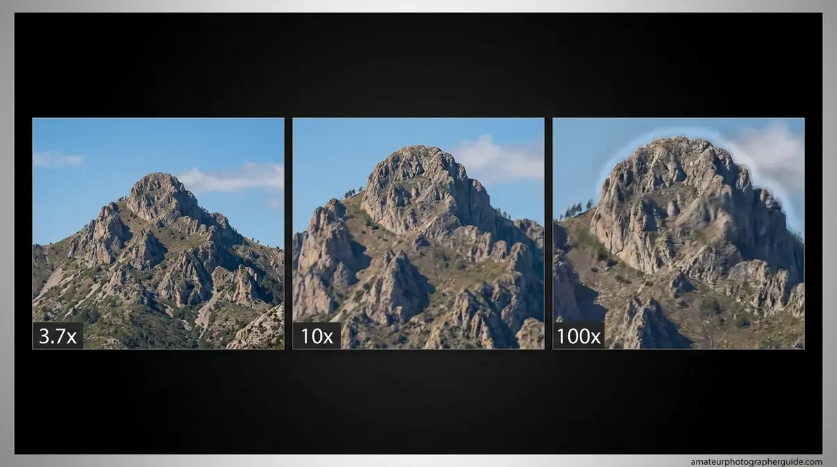 Honor Magic 8 Pro extreme zoom test at 10x and 100x showing AI synthesis and smearing artifacts