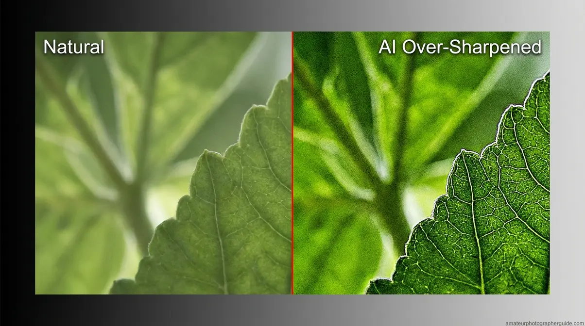 Honor Magic 8 Pro AI over-sharpening crunchy texture artifact in foliage daylight at 100 percent crop