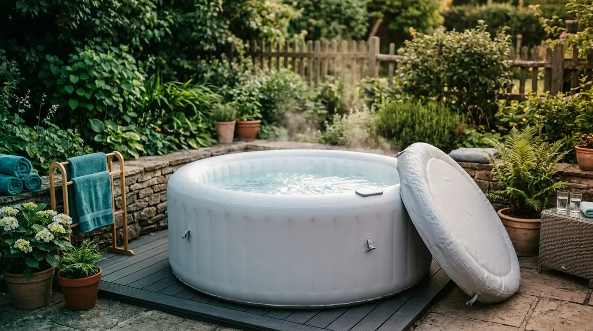 How Long Does a Hot Tub Take to Heat Up? (2026) 5 Inflatable hot tub heating up outdoors, taking 12 to 24 hours to reach soaking temperature