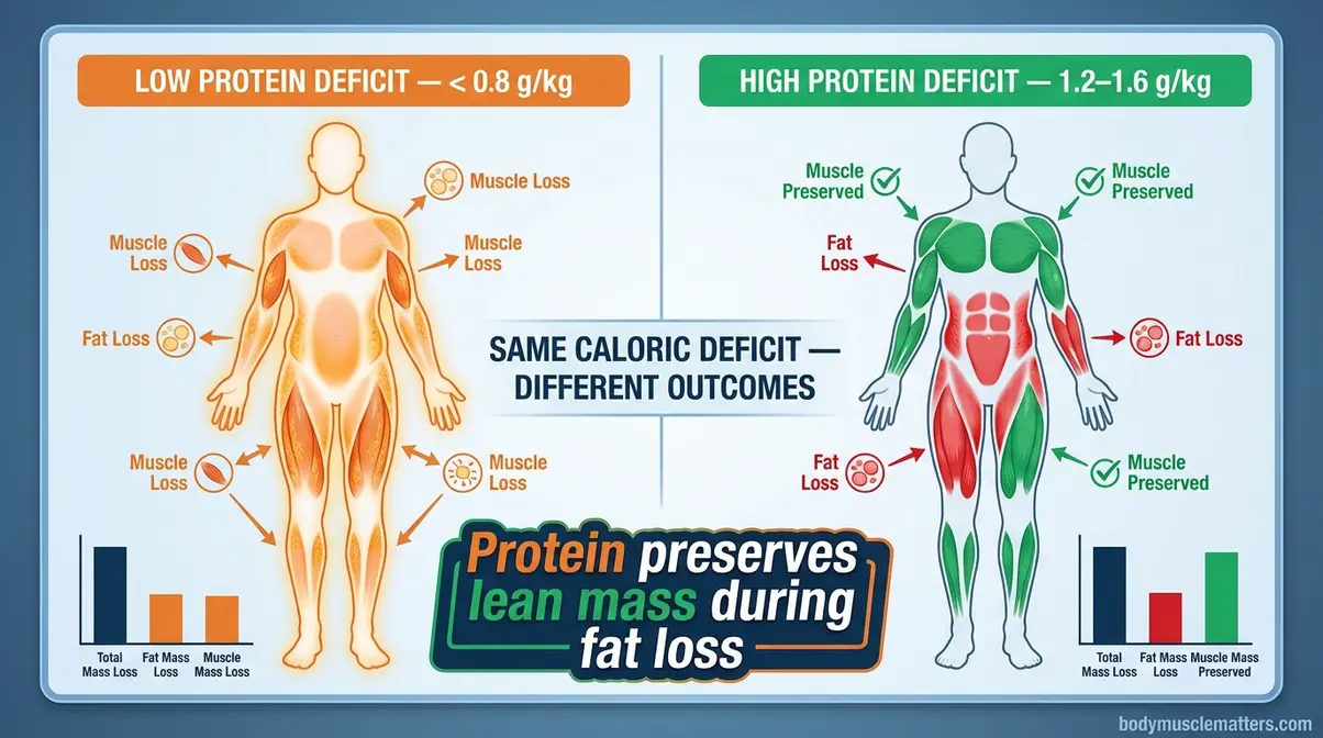 Comparison of muscle and fat loss outcomes on low versus high protein caloric deficit in men