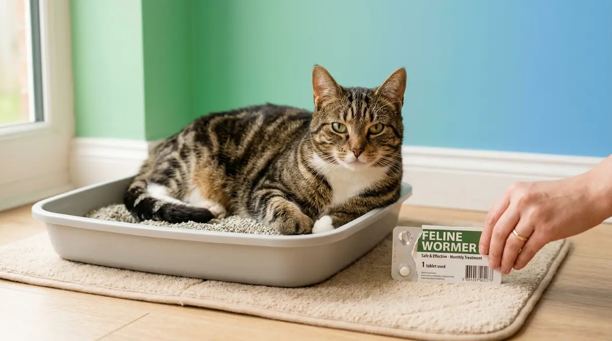 Cat resting calmly after deworming treatment — what to expect in the 24 to 72 hours after worming