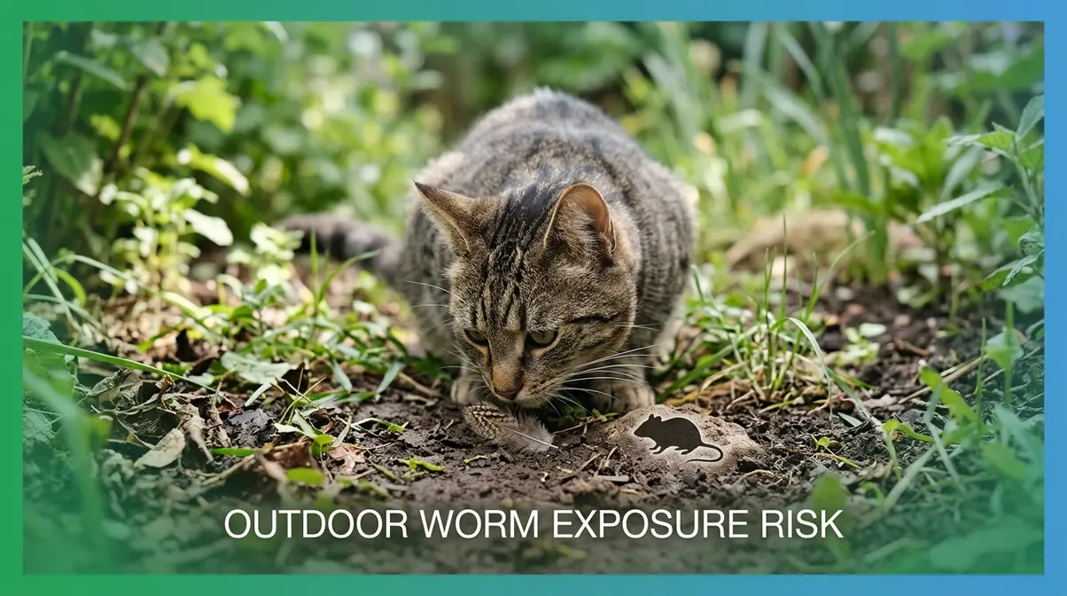 Cat outdoors in garden showing how cats can pick up worms through hunting and soil contact