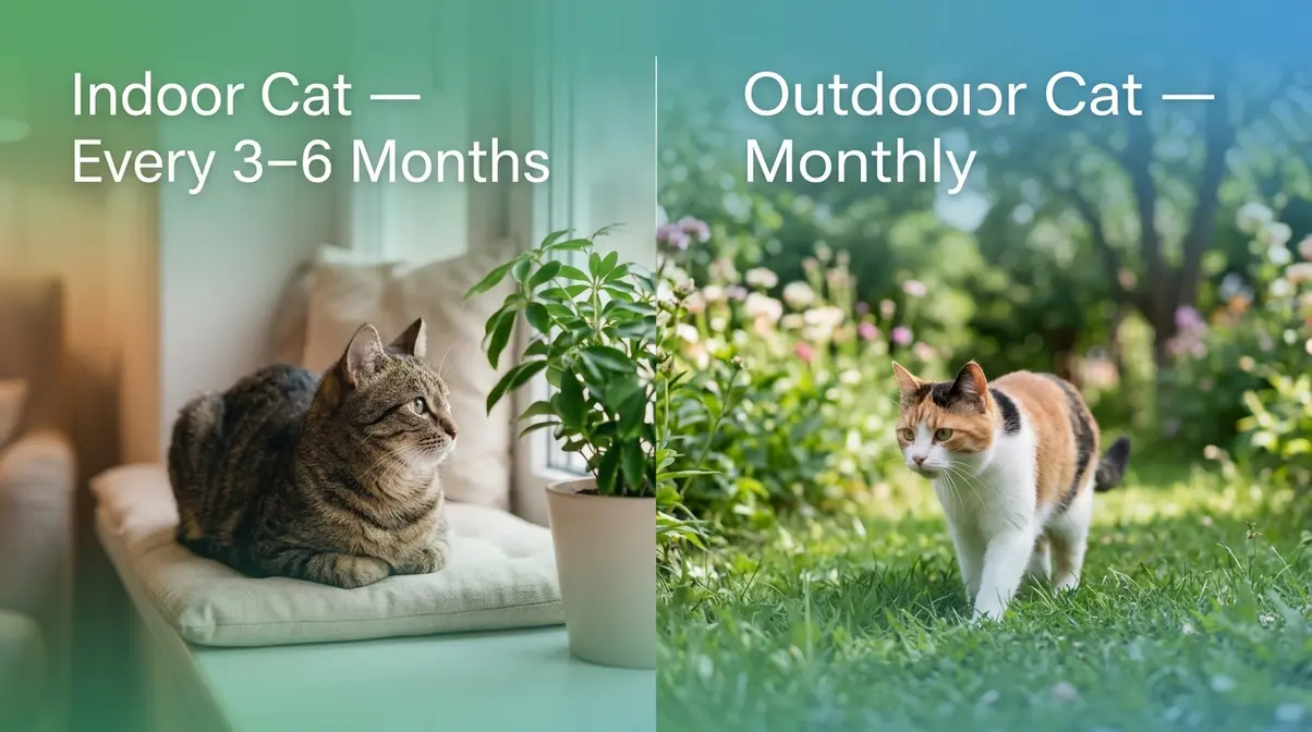 Indoor cat versus outdoor cat worming frequency comparison — lifestyle determines treatment schedule
