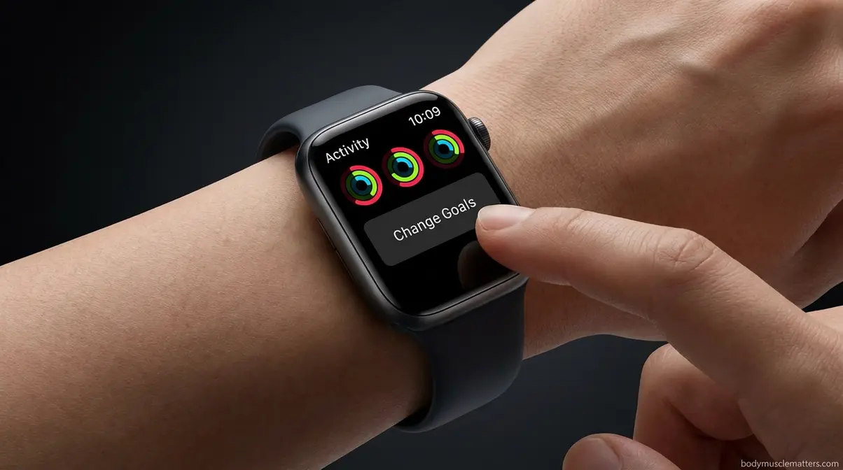 Apple Watch showing Activity app Change Goals button ready to tap for goal adjustment