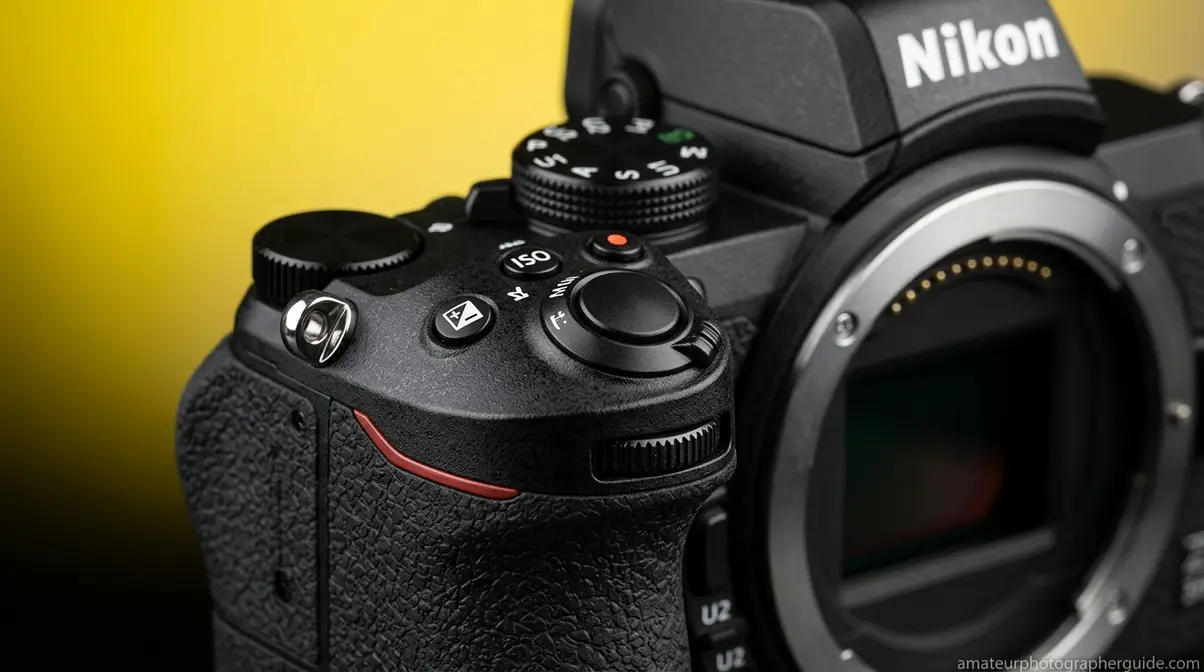 Nikon Z50 mirrorless camera front command dial for f-stop adjustments