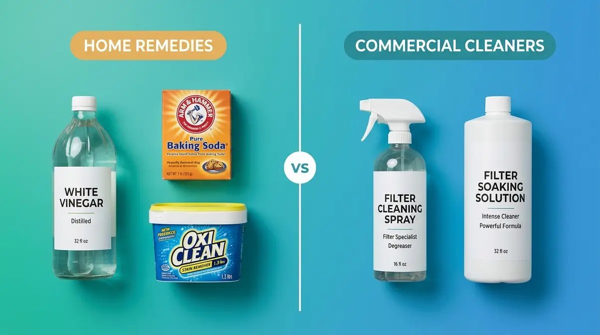 How to Clean a Hot Tub Filter: 3-Step Method (2026) 6 Home remedies versus commercial hot tub filter cleaners side by side comparison flat lay