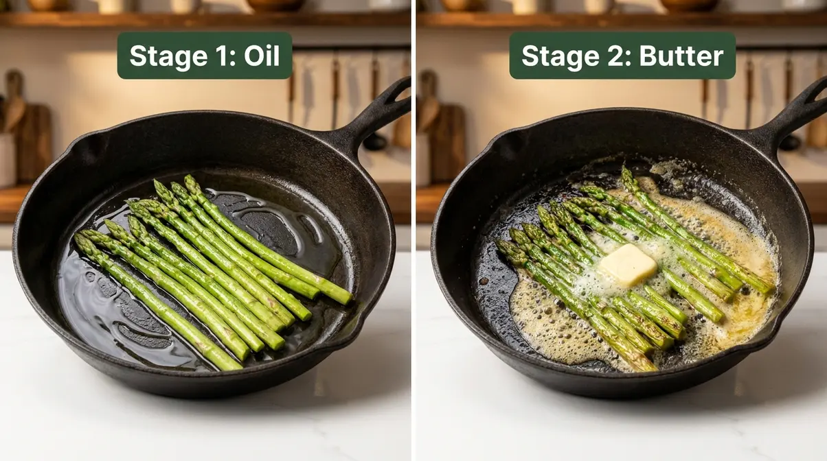 How To Cook Asparagus In A Pan: 5-Step Skillet Guide 5 How to cook asparagus in a pan using oil first then butter in two-stage fat technique