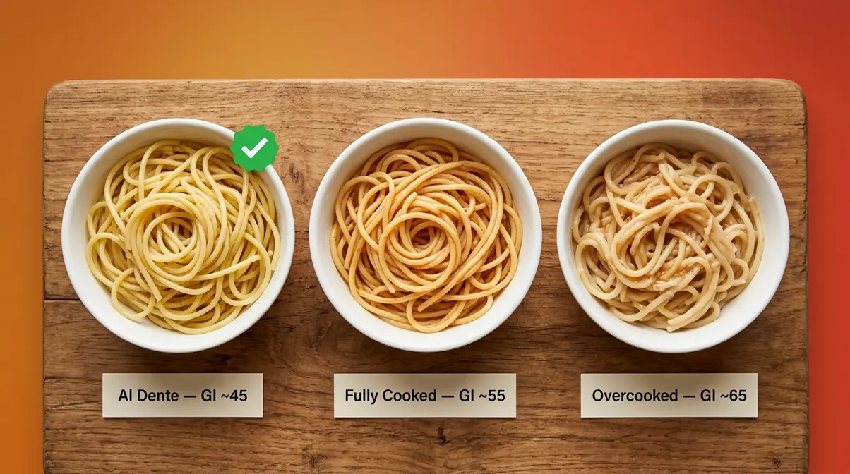 How To Cook Pasta Quickly: 6 Speed Methods Ranked 10 Al dente pasta versus overcooked pasta showing glycemic index and resistant starch health differences