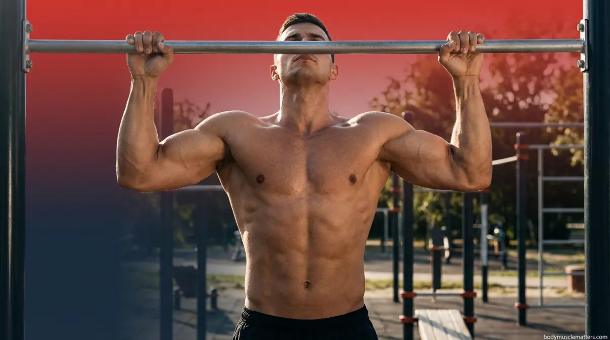Athlete doing a strict chest-to-bar pull-up demonstrating the key muscle-up prerequisite strength benchmark