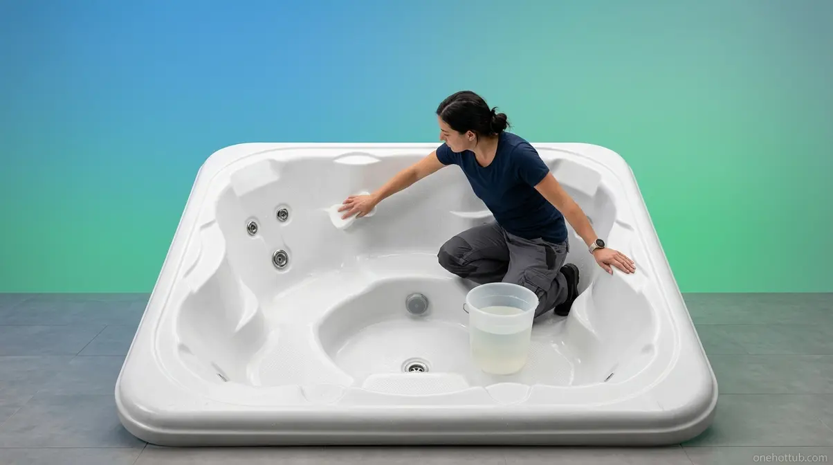 How to Drain a Hot Tub Quickly: 4 Easy Methods (2026) 6 Cleaning the empty hot tub shell with a non-abrasive sponge