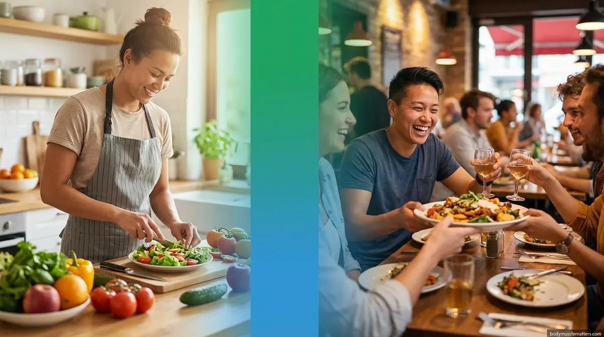 Healthy eating motivation showing 80 percent structured meals and 20 percent flexible social eating