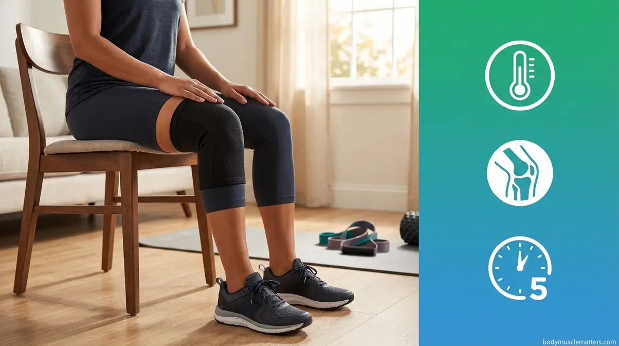 Person performing seated knee warm-up circles before a low-impact workout for bad knees and weight loss