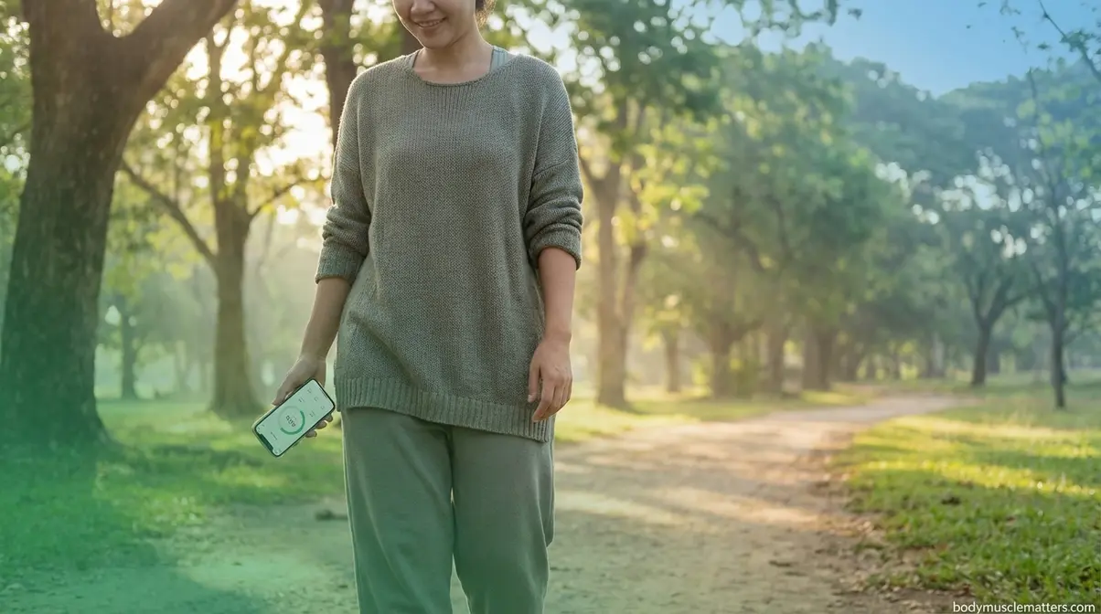 Person taking a calm mindful walk representing gentle exercise approach for depression and anxiety barriers