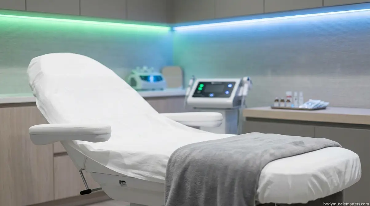 Modern aesthetic clinic treatment room representing non-surgical clinical glute enhancement procedures