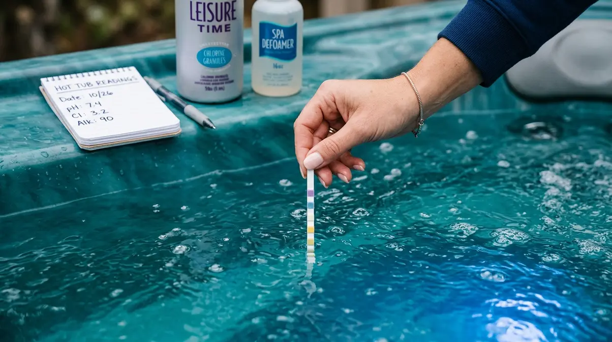 How to Get Rid of Hot Tub Foam: Step-by-Step Fix 3 Testing hot tub water chemistry with test strips before applying foam treatment
