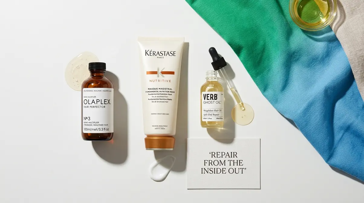 Bond-building and protein treatment products for repairing damaged frizzy hair cuticle and split ends