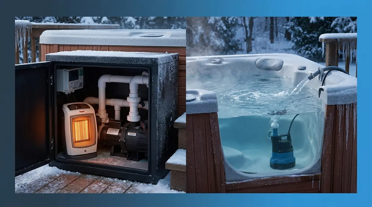 How to Keep Hot Tub From Freezing During Power Outage 8 Two active hot tub freeze prevention methods — ceramic cabinet heater and submersible circulation pump