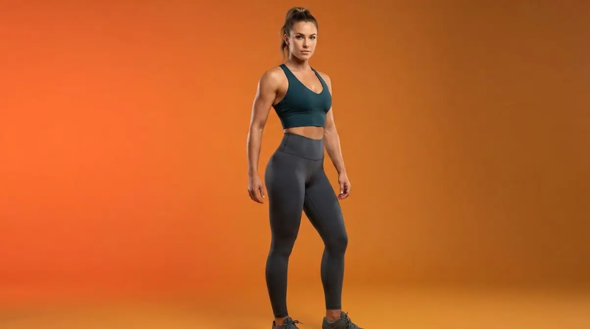 Athletic woman in fitted high-waisted attire showing glute and bust enhancement strategies