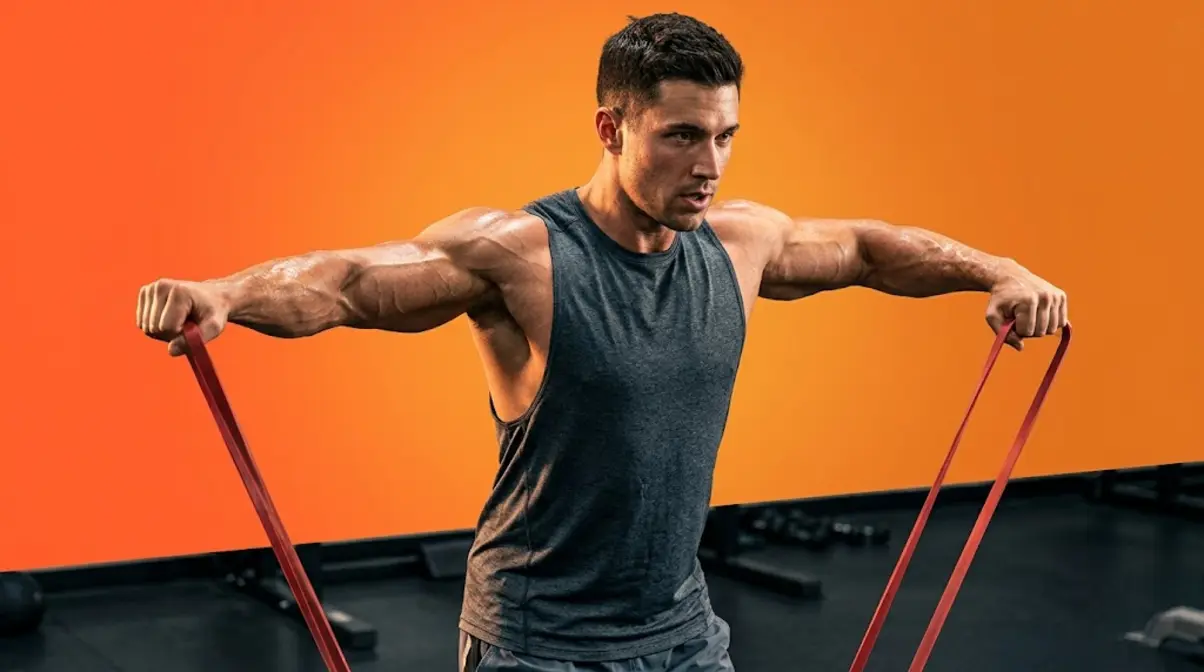 Athlete performing lateral raises showing the muscle pump effect for instantly looking bigger