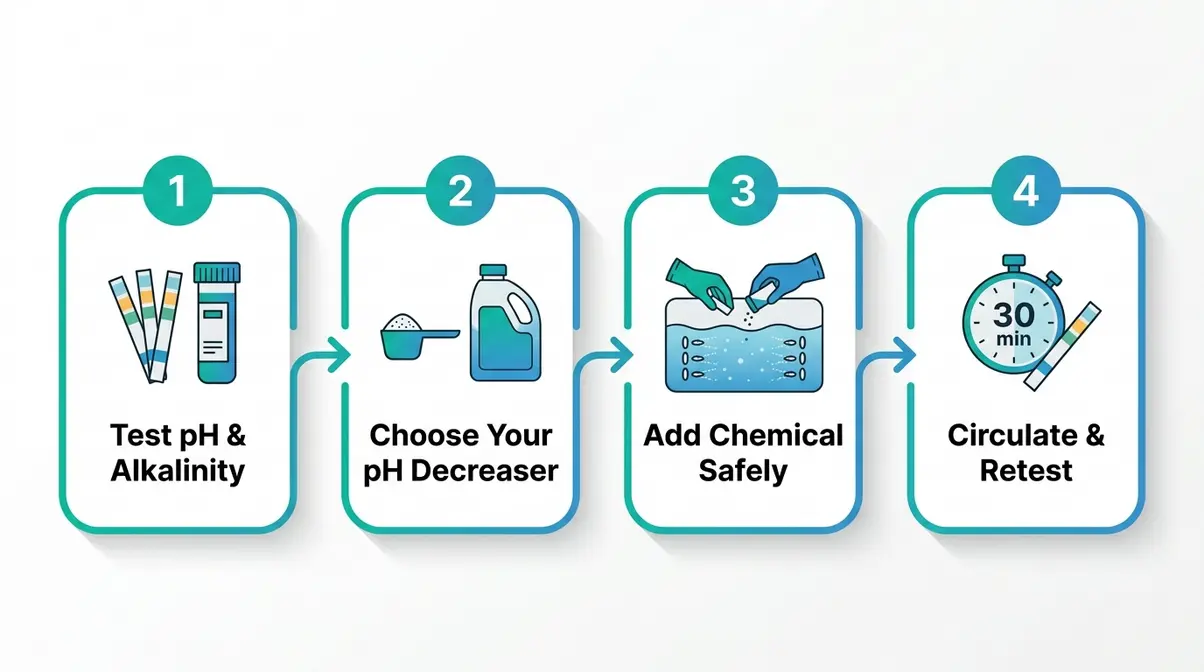 How to Lower pH in Hot Tub: Fix It Fast & Keep It Stable 9 Four-step process for how to lower pH in hot tub from testing to retesting