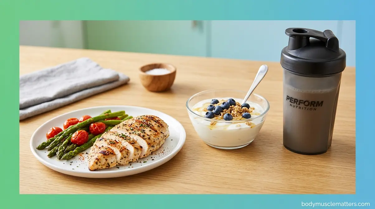 High protein post-workout meal setup for muscle recovery and growth
