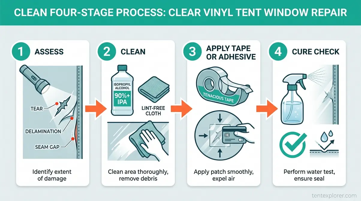 How to repair a tent window clear vinyl step by step diagram