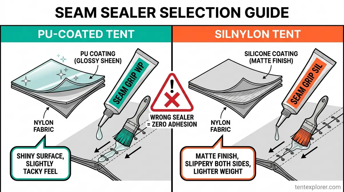 Seam sealer selection guide for PU coated vs silnylon tent fabric
