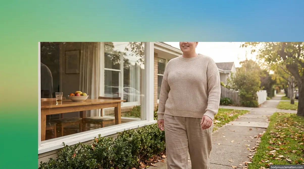 Person taking a short post-meal walk outside as a gentle daily exercise routine for managing diabetes
